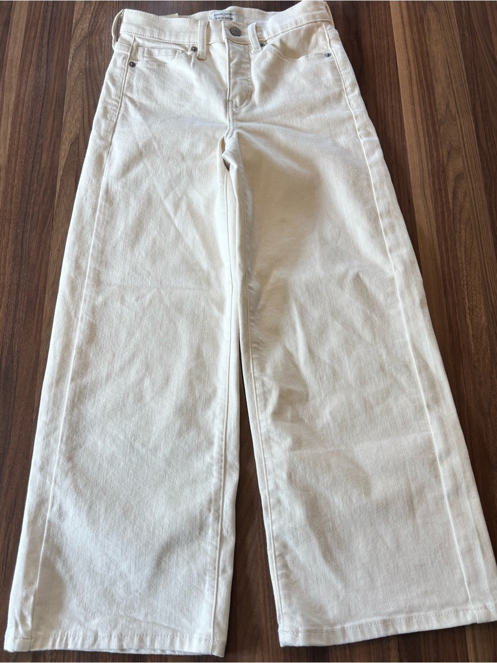 Banana Republic Cream Wide-Leg Cotton Chinos